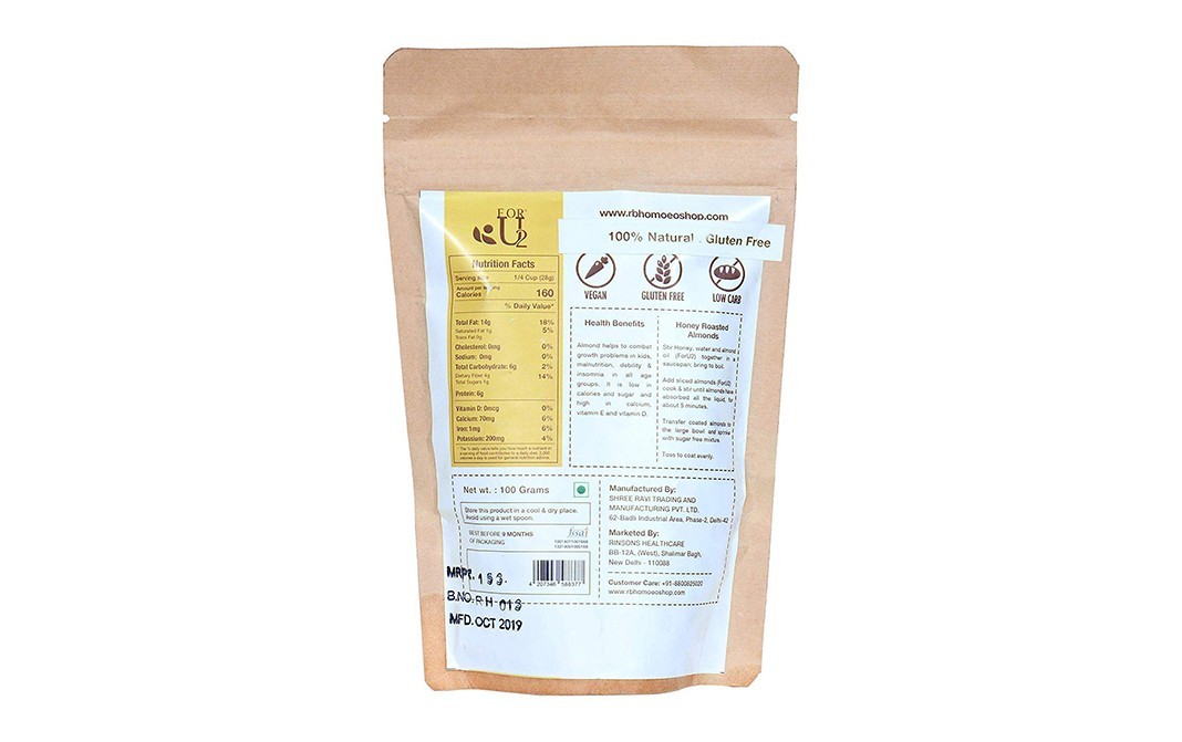 ForU2 Sliced Almonds California Made   Pack  100 grams